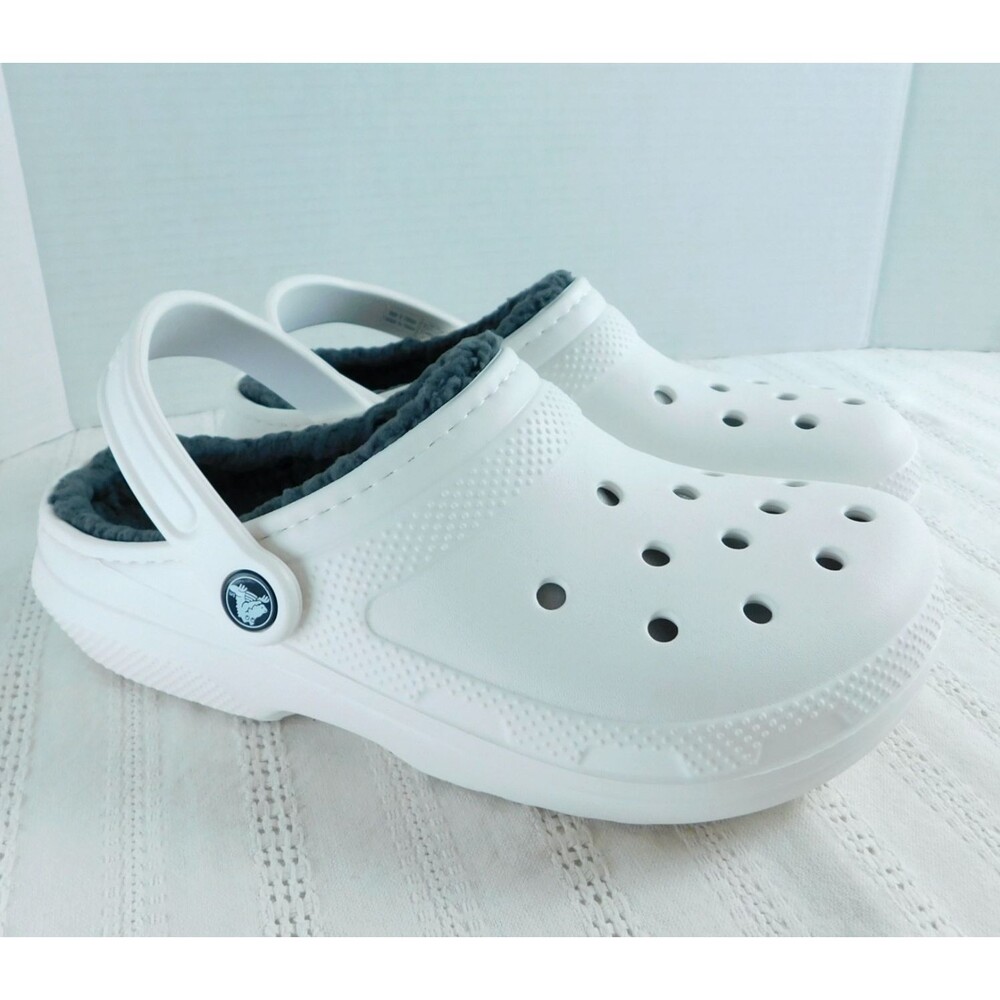 Crocs White Classic Fleece Lined Clogs Mules W8 M6 203591 Comfort Nurse MINT!